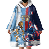Argentina France World Final Football Personalized Wearable Blanket Hoodie Two Nations Five Stars One Trophy