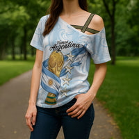 Argentina Campeones del Mundo 2026 Personalized Cross Shoulder Shirt Albiceleste Trophy Splash Art Soccer Champion