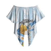 Argentina Campeones del Mundo 2026 Personalized Off Shoulder Wrap Waist Top Albiceleste Trophy Splash Art Soccer Champion