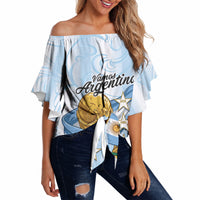 Argentina Campeones del Mundo 2026 Personalized Off Shoulder Wrap Waist Top Albiceleste Trophy Splash Art Soccer Champion