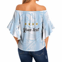 Argentina Campeones del Mundo 2026 Personalized Off Shoulder Wrap Waist Top Albiceleste Trophy Splash Art Soccer Champion
