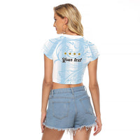 Argentina Campeones del Mundo 2026 Personalized Raglan Cropped T Shirt Albiceleste Trophy Splash Art Soccer Champion