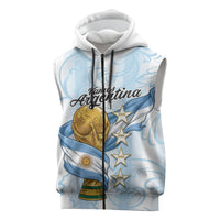 Argentina Campeones del Mundo 2026 Personalized Sleeveless Zip Hoodie Albiceleste Trophy Splash Art Soccer Champion