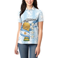 Argentina Campeones del Mundo 2026 Personalized Women Polo Shirt Albiceleste Trophy Splash Art Soccer Champion