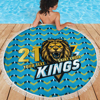 Custom Caribbean Cricket Saint Lucia Beach Blanket Glory is Ours Kings Rule 2025 - Wonder Print Shop