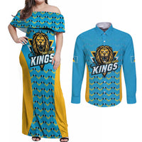 Custom Caribbean Cricket Saint Lucia Couples Matching Off Shoulder Maxi Dress and Long Sleeve Button Shirt Glory is Ours Kings Rule 2025 - Wonder Print Shop