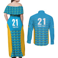 Custom Caribbean Cricket Saint Lucia Couples Matching Off Shoulder Maxi Dress and Long Sleeve Button Shirt Glory is Ours Kings Rule 2025 - Wonder Print Shop