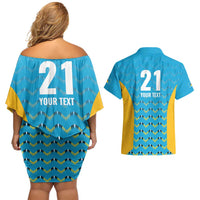 Custom Caribbean Cricket Saint Lucia Couples Matching Off Shoulder Short Dress and Hawaiian Shirt Glory is Ours Kings Rule 2025 - Wonder Print Shop