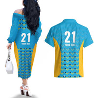 Custom Caribbean Cricket Saint Lucia Couples Matching Off The Shoulder Long Sleeve Dress and Hawaiian Shirt Glory is Ours Kings Rule 2025 - Wonder Print Shop