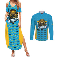 Custom Caribbean Cricket Saint Lucia Couples Matching Summer Maxi Dress and Long Sleeve Button Shirt Glory is Ours Kings Rule 2025 - Wonder Print Shop