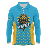 Custom Caribbean Cricket Saint Lucia Long Sleeve Polo Shirt Glory is Ours Kings Rule 2025 - Wonder Print Shop