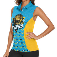 Custom Caribbean Cricket Saint Lucia Women Sleeveless Polo Shirt Glory is Ours Kings Rule 2025 - Wonder Print Shop
