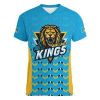 Custom Caribbean Cricket Saint Lucia Women V-Neck T-Shirt Glory is Ours Kings Rule 2025 - Wonder Print Shop
