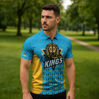 Custom Caribbean Cricket Saint Lucia Zipper Polo Shirt Glory is Ours Kings Rule 2025 - Wonder Print Shop