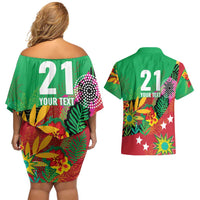 Custom Caribbean Cricket St Kitts and Nevis Couples Matching Off Shoulder Short Dress and Hawaiian Shirt Patriots Reign 2025 - Wonder Print Shop
