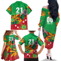 Custom Caribbean Cricket St Kitts and Nevis Family Matching Off The Shoulder Long Sleeve Dress and Hawaiian Shirt Patriots Reign 2025 - Wonder Print Shop