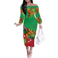 Custom Caribbean Cricket St Kitts and Nevis Family Matching Off The Shoulder Long Sleeve Dress and Hawaiian Shirt Patriots Reign 2025 - Wonder Print Shop