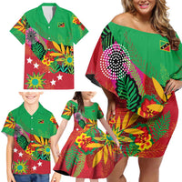 Custom Caribbean Cricket St Kitts and Nevis Family Matching Off Shoulder Short Dress and Hawaiian Shirt Patriots Reign 2025 - Wonder Print Shop