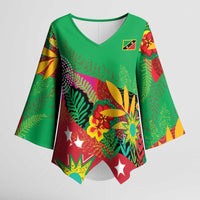 Custom Caribbean Cricket St Kitts and Nevis Kimono Sleeve Blouse Patriots Reign 2025 - Wonder Print Shop