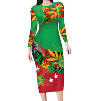 Custom Caribbean Cricket St Kitts and Nevis Long Sleeve Bodycon Dress Patriots Reign 2025 - Wonder Print Shop