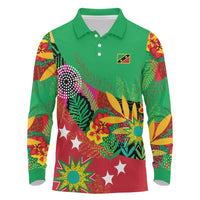 Custom Caribbean Cricket St Kitts and Nevis Long Sleeve Polo Shirt Patriots Reign 2025 - Wonder Print Shop