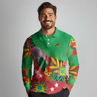 Custom Caribbean Cricket St Kitts and Nevis Long Sleeve Polo Shirt Patriots Reign 2025 - Wonder Print Shop