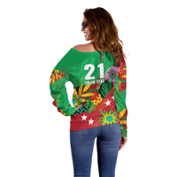 Custom Caribbean Cricket St Kitts and Nevis Off Shoulder Sweater Patriots Reign 2025 - Wonder Print Shop