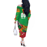 Custom Caribbean Cricket St Kitts and Nevis Off The Shoulder Long Sleeve Dress Patriots Reign 2025 - Wonder Print Shop