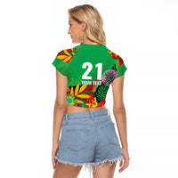 Custom Caribbean Cricket St Kitts and Nevis Raglan Cropped T Shirt Patriots Reign 2025 - Wonder Print Shop