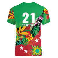 Custom Caribbean Cricket St Kitts and Nevis Women V-Neck T-Shirt Patriots Reign 2025 - Wonder Print Shop
