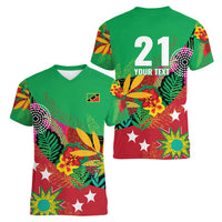 Custom Caribbean Cricket St Kitts and Nevis Women V-Neck T-Shirt Patriots Reign 2025 - Wonder Print Shop