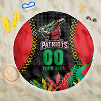 Custom Caribbean Cricket St Kitts and Nevis Beach Blanket Two Islands One Fire Patriots Crown 2025 - Black - Wonder Print Shop