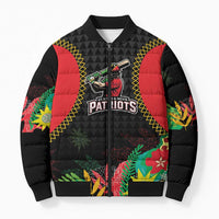 Custom Caribbean Cricket St Kitts and Nevis Bomber Puffer Jacket Two Islands One Fire Patriots Crown 2025 - Black - Wonder Print Shop