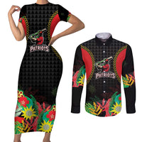 Custom Caribbean Cricket St Kitts and Nevis Couples Matching Short Sleeve Bodycon Dress and Long Sleeve Button Shirt Two Islands One Fire Patriots Crown 2025 - Black - Wonder Print Shop