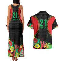 Custom Caribbean Cricket St Kitts and Nevis Couples Matching Tank Maxi Dress and Hawaiian Shirt Two Islands One Fire Patriots Crown 2025 - Black - Wonder Print Shop