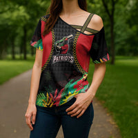 Custom Caribbean Cricket St Kitts and Nevis Cross Shoulder Shirt Two Islands One Fire Patriots Crown 2025 - Black - Wonder Print Shop