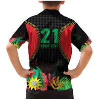 Custom Caribbean Cricket St Kitts and Nevis Family Matching Mermaid Dress and Hawaiian Shirt Two Islands One Fire Patriots Crown 2025 - Black - Wonder Print Shop
