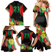 Custom Caribbean Cricket St Kitts and Nevis Family Matching Mermaid Dress and Hawaiian Shirt Two Islands One Fire Patriots Crown 2025 - Black - Wonder Print Shop
