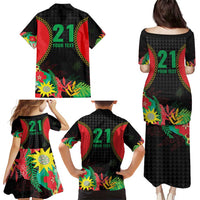 Custom Caribbean Cricket St Kitts and Nevis Family Matching Puletasi and Hawaiian Shirt Two Islands One Fire Patriots Crown 2025 - Black - Wonder Print Shop