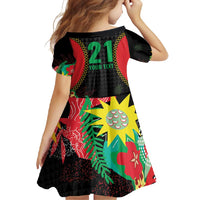 Custom Caribbean Cricket St Kitts and Nevis Family Matching Short Sleeve Bodycon Dress and Hawaiian Shirt Two Islands One Fire Patriots Crown 2025 - Black - Wonder Print Shop