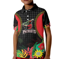Custom Caribbean Cricket St Kitts and Nevis Kid Polo Shirt Two Islands One Fire Patriots Crown 2025 - Black - Wonder Print Shop