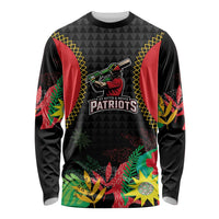 Custom Caribbean Cricket St Kitts and Nevis Long Sleeve Shirt Two Islands One Fire Patriots Crown 2025 - Black - Wonder Print Shop