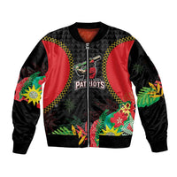 Custom Caribbean Cricket St Kitts and Nevis Sleeve Zip Bomber Jacket Two Islands One Fire Patriots Crown 2025 - Black - Wonder Print Shop