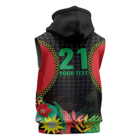 Custom Caribbean Cricket St Kitts and Nevis Sleeveless Zip Hoodie Two Islands One Fire Patriots Crown 2025 - Black - Wonder Print Shop