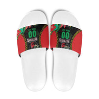 Custom Caribbean Cricket St Kitts and Nevis Slide Sandals Two Islands One Fire Patriots Crown 2025 - Black - Wonder Print Shop