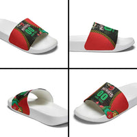 Custom Caribbean Cricket St Kitts and Nevis Slide Sandals Two Islands One Fire Patriots Crown 2025 - Black - Wonder Print Shop