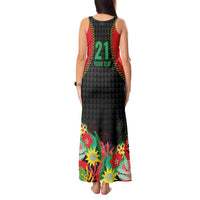Custom Caribbean Cricket St Kitts and Nevis Tank Maxi Dress Two Islands One Fire Patriots Crown 2025 - Black - Wonder Print Shop