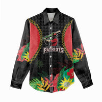 Custom Caribbean Cricket St Kitts and Nevis Women Casual Shirt Two Islands One Fire Patriots Crown 2025 - Black - Wonder Print Shop