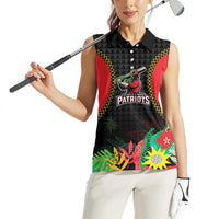 Custom Caribbean Cricket St Kitts and Nevis Women Sleeveless Polo Shirt Two Islands One Fire Patriots Crown 2025 - Black - Wonder Print Shop