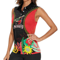 Custom Caribbean Cricket St Kitts and Nevis Women Sleeveless Polo Shirt Two Islands One Fire Patriots Crown 2025 - Black - Wonder Print Shop